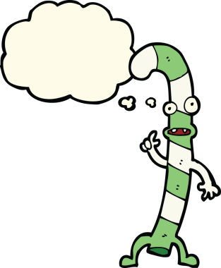 Bir insan tarafından çizilmiş düşünce balonlu Noel şekerleri.