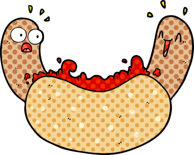 Bir insan tarafından çizilmiş sosisli sandviç.