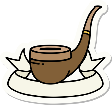 Bir insan tarafından çizilmiş sigara tiryakisi dövmesi stili etiketi.