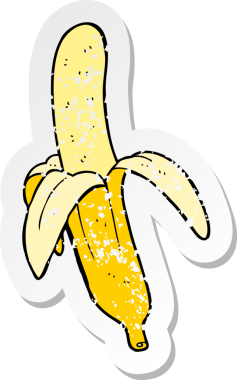 Bir insan tarafından çizilmiş karikatür muzunun gerilimli yapıştırması.