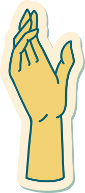 Bir insan tarafından çizilmiş geleneksel bir el dövmesi çıkartması.