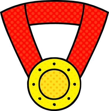 Bir insan tarafından çizilmiş altın madalyanın karikatürü.