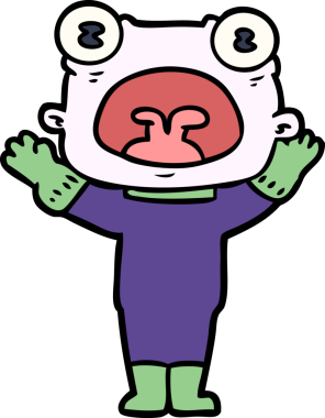 Bir insan tarafından çizilmiş garip uzaylı çizgi filmi.