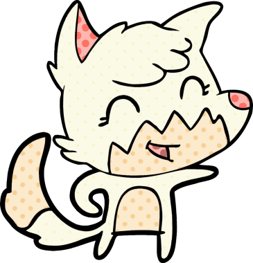 Bir insan tarafından çizilmiş mutlu çizgi film tilkisi.