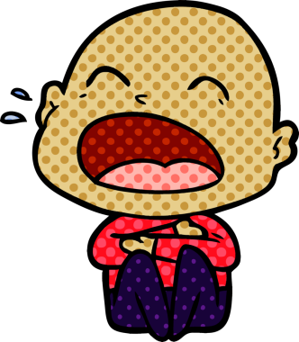 Bir insan tarafından çizilmiş kel adam diye bağıran çizgi film.