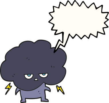 Bir insan tarafından çizilmiş serbest konuşma balonu karikatürü yağmur bulutu