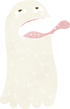 Bir insan tarafından çizilmiş komik bir hayalet.