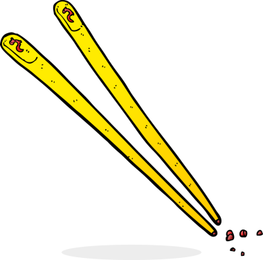 Bir insan tarafından çizilmiş yemek çubukları.