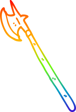 Bir insan tarafından çizilmiş bir ortaçağ silahının gökkuşağı eğimli çizimi