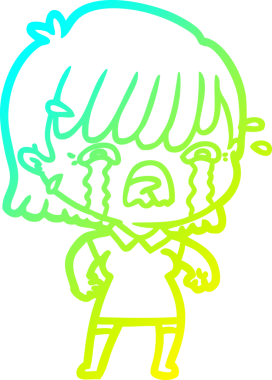 Bir insan tarafından çizilmiş ağlayan bir çizgi film kızı çizimi.