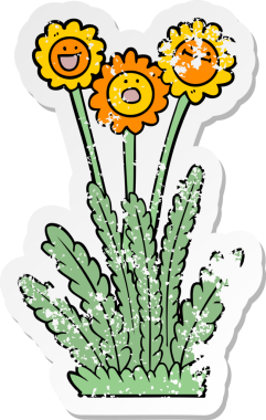 Bir insan tarafından çizilmiş üzgün bir çizgi film çıkartması.