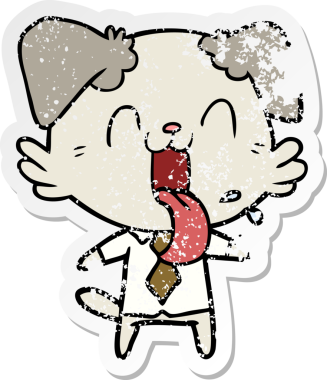 Bir insan tarafından çizilmiş, nefes nefese kalmış bir köpeğin sıkıntılı çıkartması.