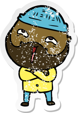 Bir insan tarafından çizilmiş mutlu sakallı bir adamın sıkıntılı çıkartması.