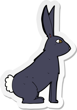 Bir insan tarafından çizilmiş çizgi film tavşanının çıkartması.