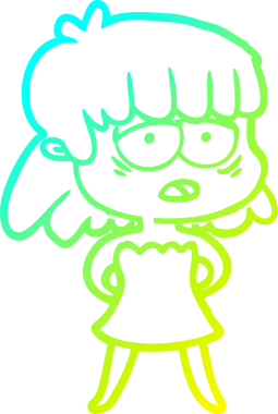 Bir insan tarafından çizilmiş, karikatür çizen yorgun bir kadın.