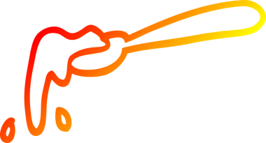 Bir insan tarafından çizilmiş bir yemek kepçesinin sıcak çizgi çizimi