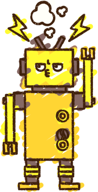 Bir insan tarafından çizilen Kızgın Robot Tebeşiri