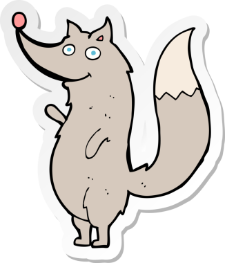 Bir insan tarafından çizilmiş, sallanan bir kurdun çıkartması.