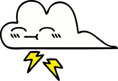 Bir insan tarafından çizilmiş bir gök gürültüsü bulutu çizgi filmi.