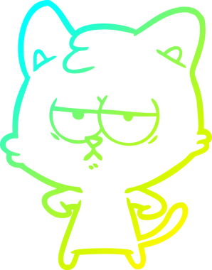 Sıkılmış çizgi film kedisinin insan tarafından çizilmiş soğuk gradyan çizgisi