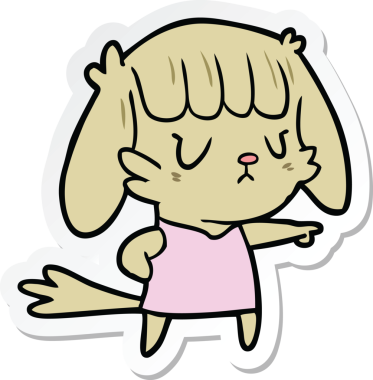 Bir insan tarafından çizilmiş çizgi filmdeki köpek kızın çıkartması.