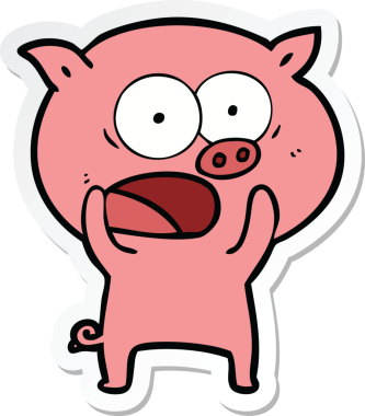 Bir insan tarafından çizilmiş domuz çizgi filmi etiketi.