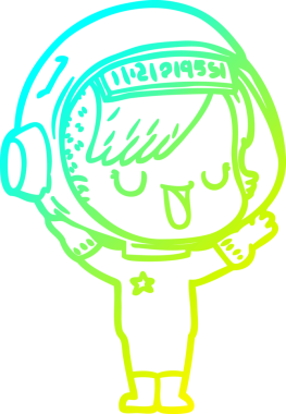 Bir insan tarafından çizilmiş soğuk gradyan çizgili astronot kadın çizimi.