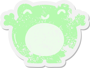 Bir insan tarafından çizilmiş kurbağa grunge çıkartması.