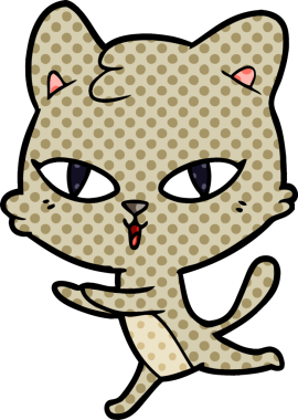 Bir insan tarafından çizilmiş çizgi film kedisi.