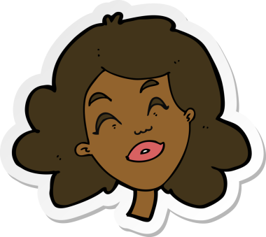 Bir insan tarafından çizilmiş mutlu kadın yüzü çıkartması.