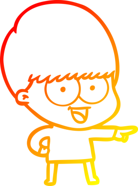 Bir insan tarafından çizilmiş mutlu çizgi film çocuğunun sıcak çizgi çizimi