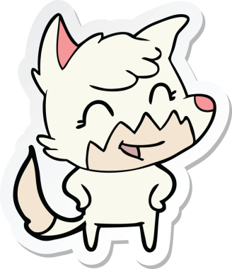 Bir insan tarafından çizilmiş mutlu bir tilkinin çıkartması.