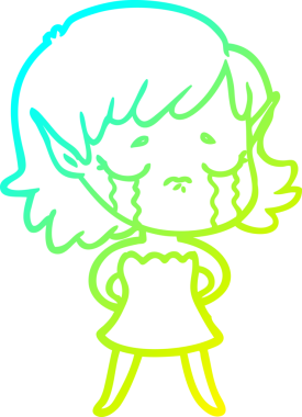 Bir insan tarafından çizilmiş ağlayan bir elf kızı çizimi.