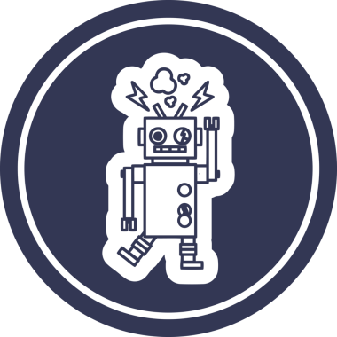 arızalı robot dairesel simgesi bir insan tarafından çizildi