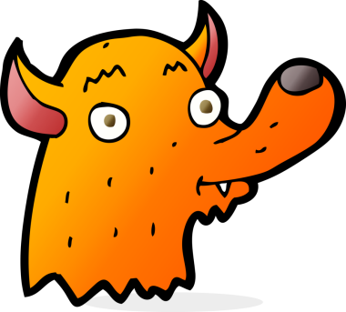 Bir insan tarafından çizilmiş mutlu tilki çizgi filmi.