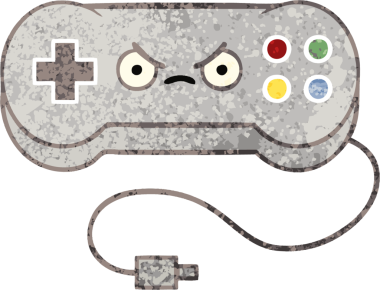 Bir insan tarafından çizilmiş bir oyun denetleyicisinin retro illüstrasyon tarzı karikatürü