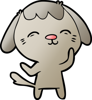 Bir insan tarafından çizilmiş mutlu çizgi film köpeği.