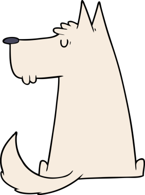 Bir insan tarafından çizilmiş şirin bir çizgi film köpeği.