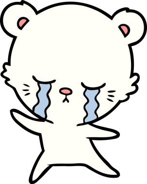 Bir insan tarafından çizilmiş üzgün küçük kutup ayısı çizgi filmi.