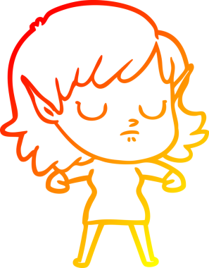 Bir insan tarafından çizilmiş çizgi film karakteri bir elf kızı çizimi