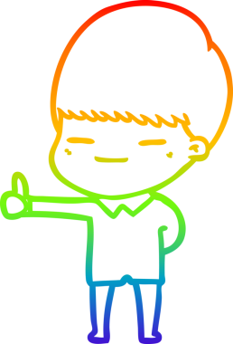 Gökkuşağı gradyan çizgi çizimi bir insan tarafından çizilmiş kendini beğenmiş bir çocuk.