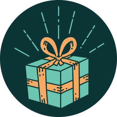 Bir insan tarafından çizilmiş dövme stili bir Noel hediyesi.