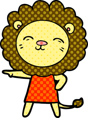 Bir insan tarafından çizilmiş çizgi film aslanı.