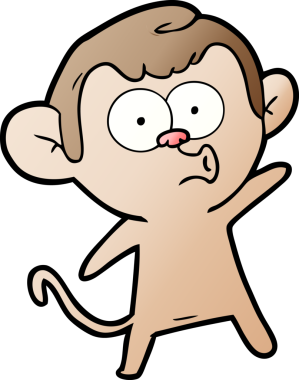 Bir insan tarafından çizilmiş, şaşırmış maymun çizgi filmi.