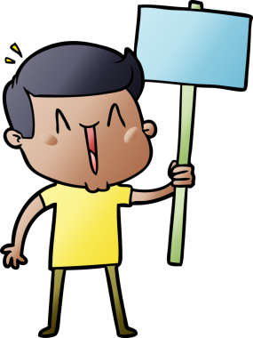 Bir insan tarafından çizilmiş heyecanlı bir çizgi film.