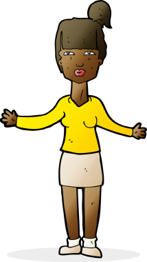 Bir insan tarafından çizilmiş omuz silken çizgi filmdeki kadın.