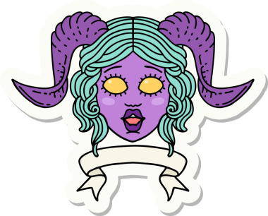 Bir insan tarafından çizilmiş parşömen pankartıyla bağlanmış karakter yüzü etiketi