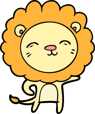 Bir insan tarafından çizilmiş çizgi film aslanı.