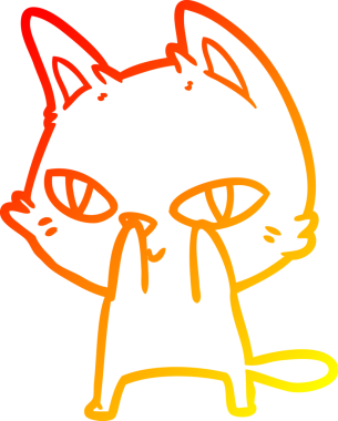 Bir insan tarafından çizilmiş çizgi film kedisinin sıcak çizgi çizimi