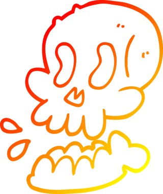 Bir insan tarafından çizilmiş komik bir kafatası çizimi.